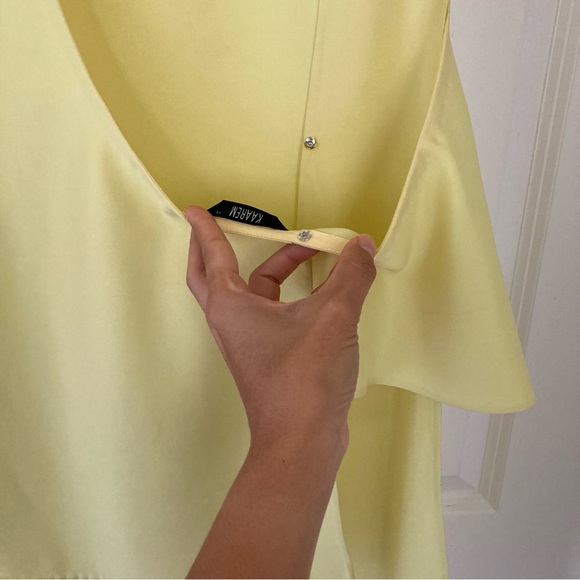 Rare Kaarem Stigma Layered Back Knot Tie Tank Top size XS Lemon Yellow Modern - Picture 5 of 13